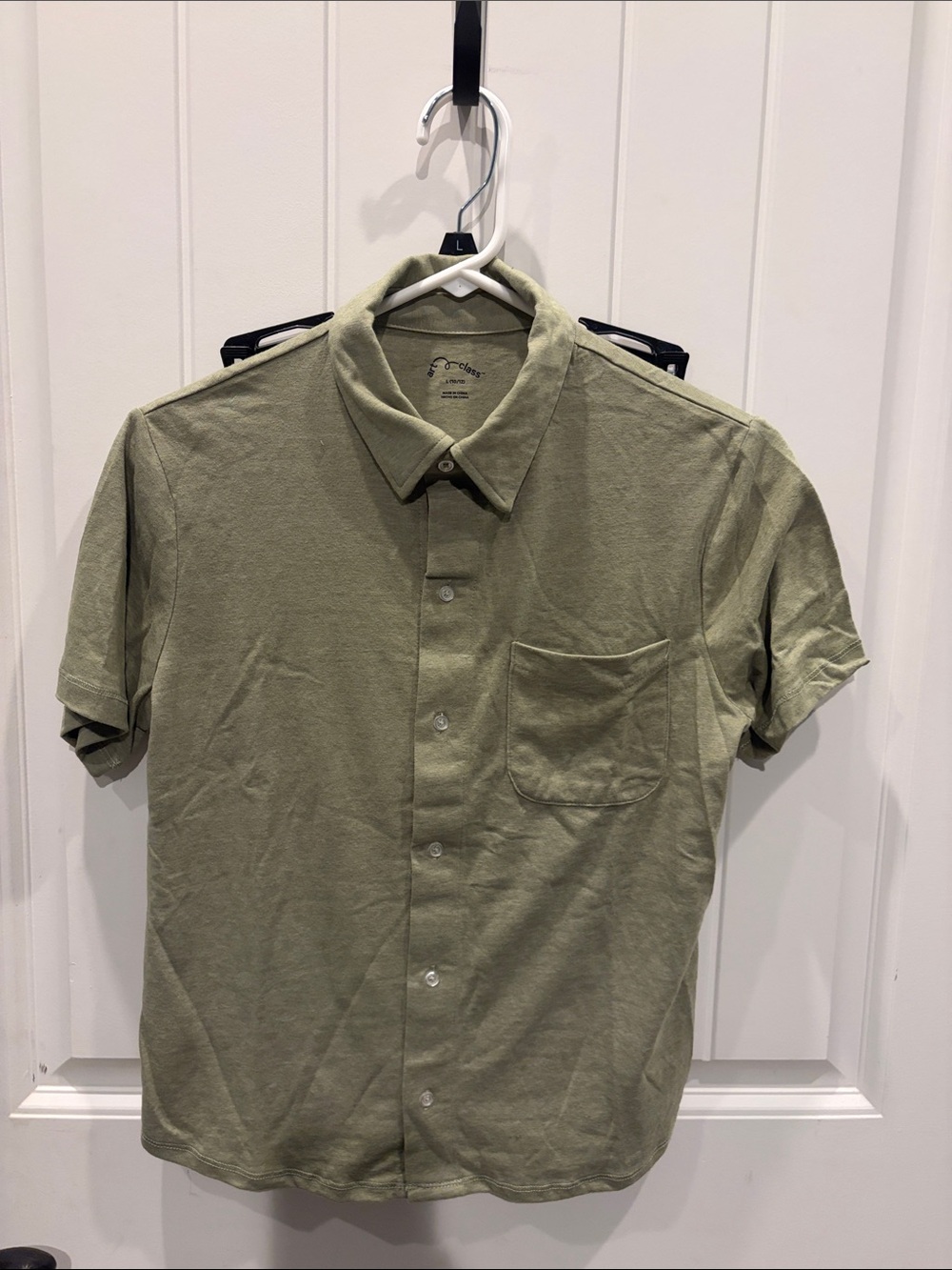 Boy's Short Sleeve Button-Up Shirt - Olive Green